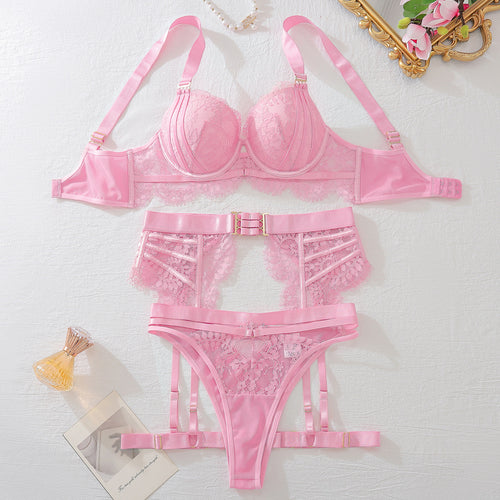 Blush Belle 4-Piece Lace Lingerie Set