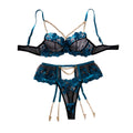 Midnight Bloom 4-Piece Lace Lingerie Set