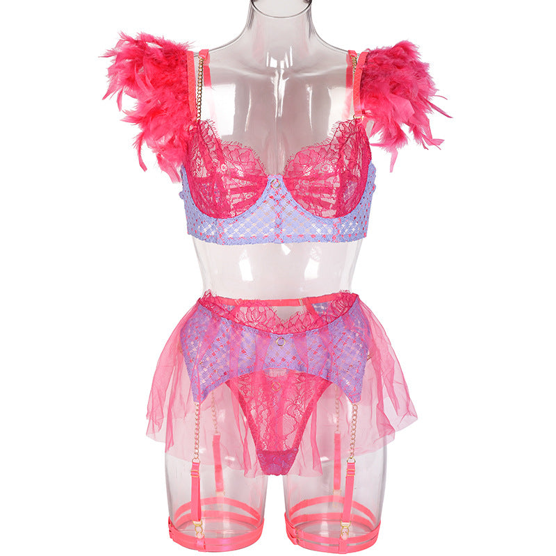 Cupid’s Kiss Feathered 5-Piece Lingerie Set