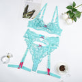 Mint Kiss 4-Piece Lace Lingerie Set